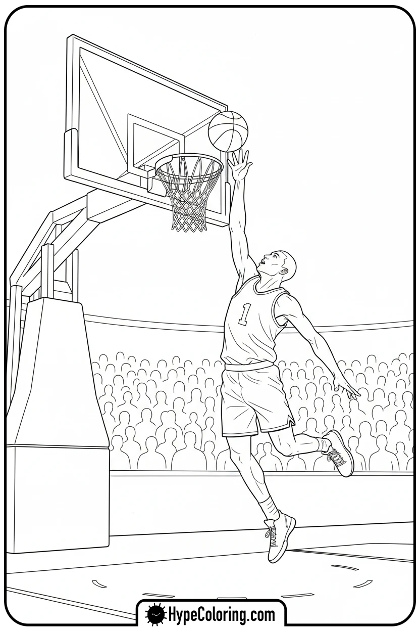 player-performing-a-layup - nba basketball coloring pages