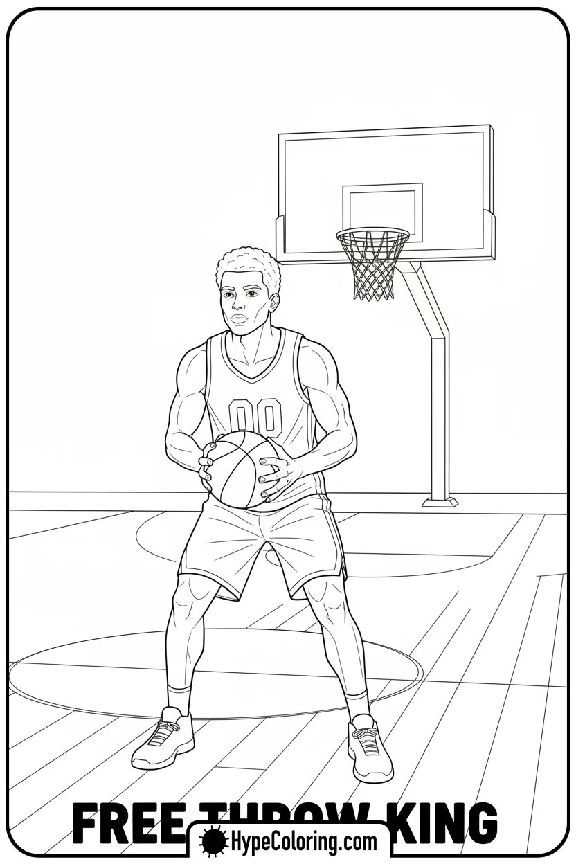 player-shooting-a-free-throw - nba basketball coloring pages
