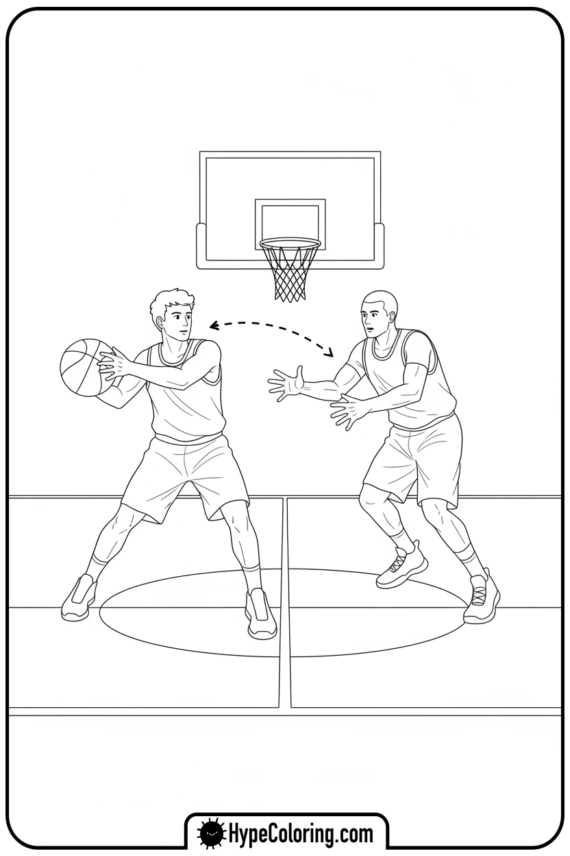 players-passing-the-ball - nba basketball coloring pages