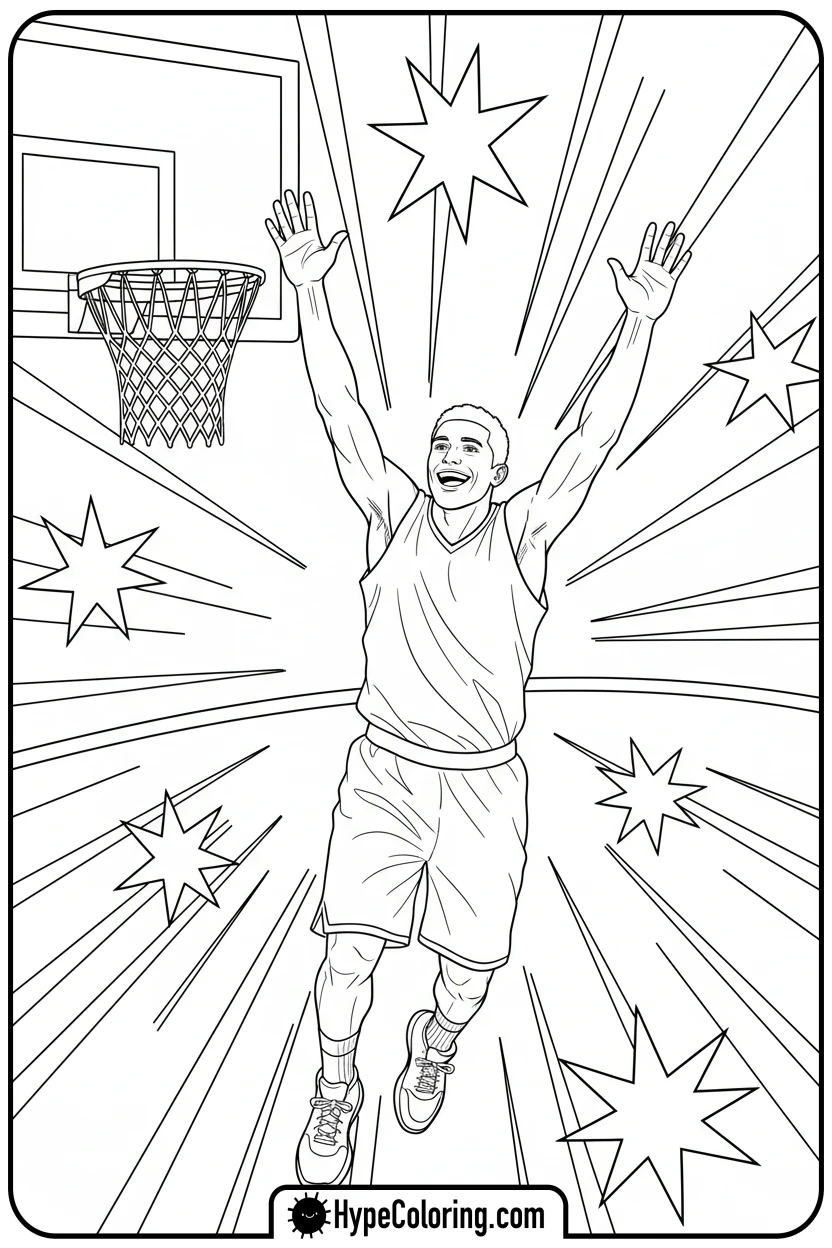 player-celebrating-a-score - nba basketball coloring pages