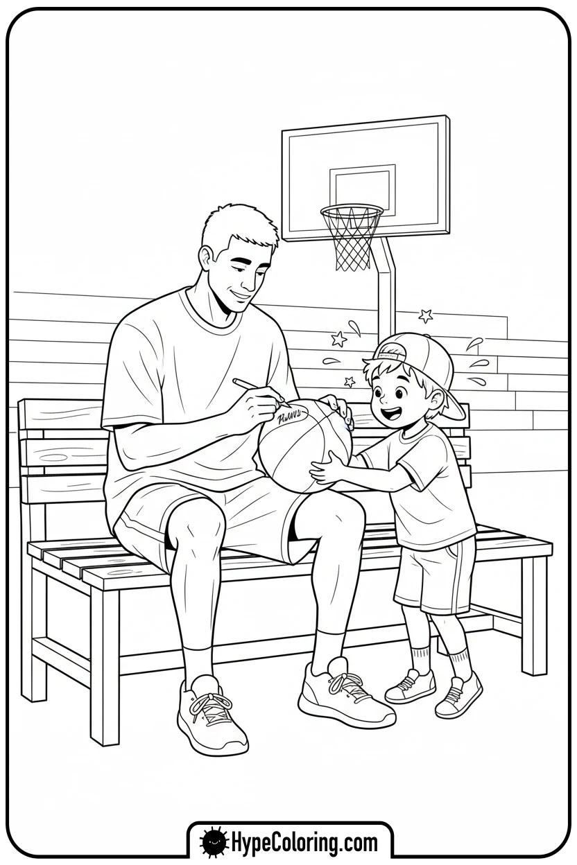 player-signing-an-autograph - nba basketball coloring pages