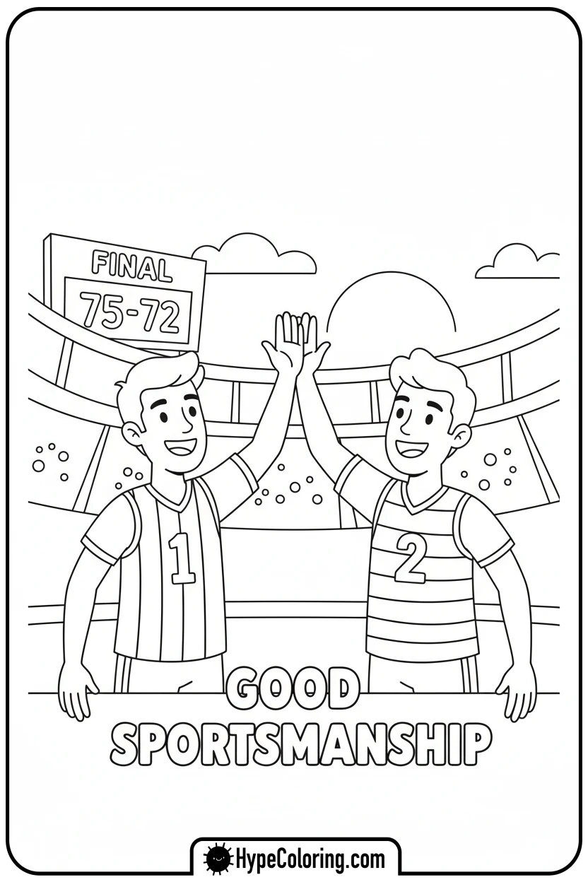 players-high-fiving-after-game - nba basketball coloring pages
