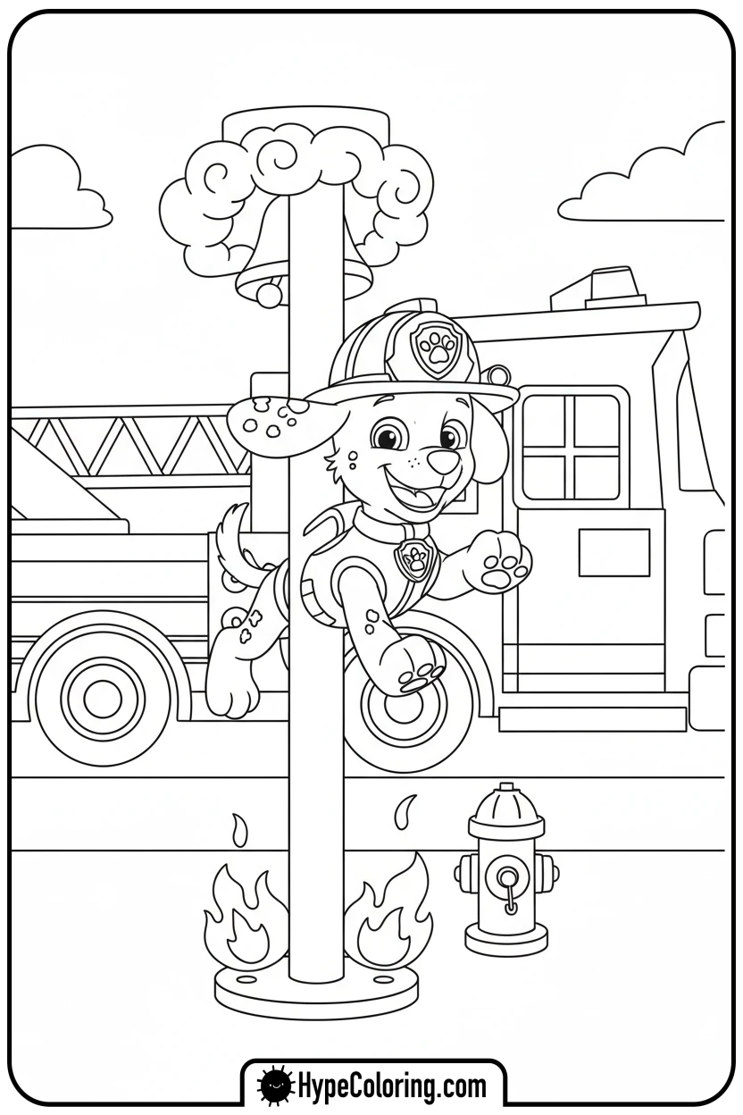 marshall-sliding-fire-pole - nick jr coloring pages