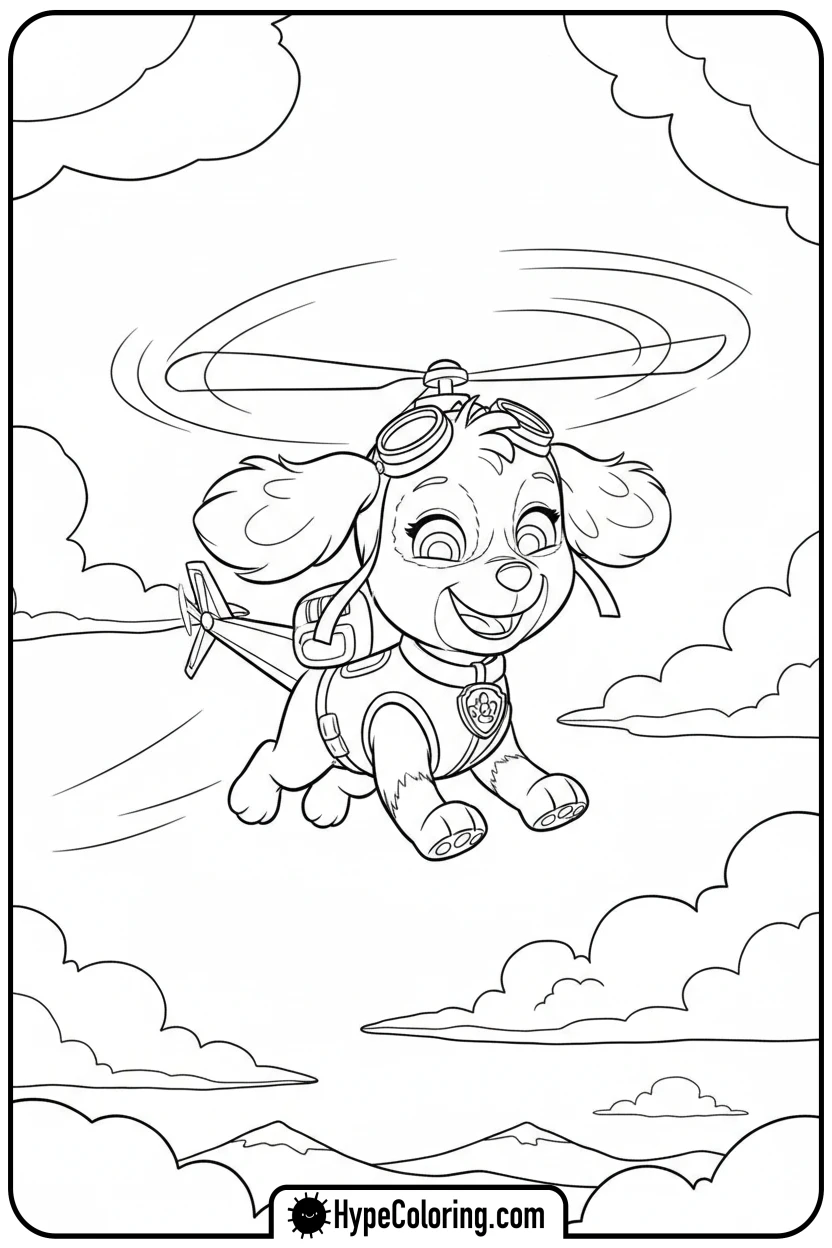 skye-flying-with-pack - nick jr coloring pages