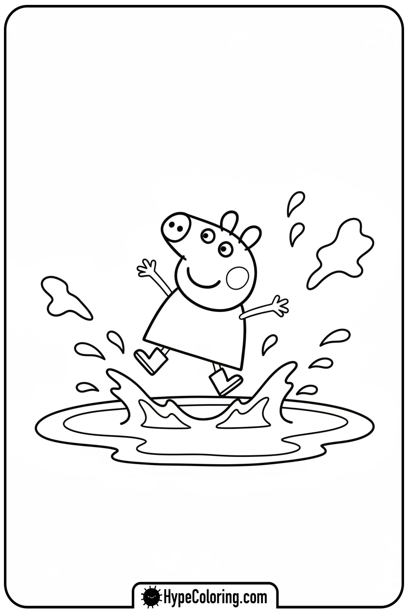 peppa-jumping-in-mud - nick jr coloring pages