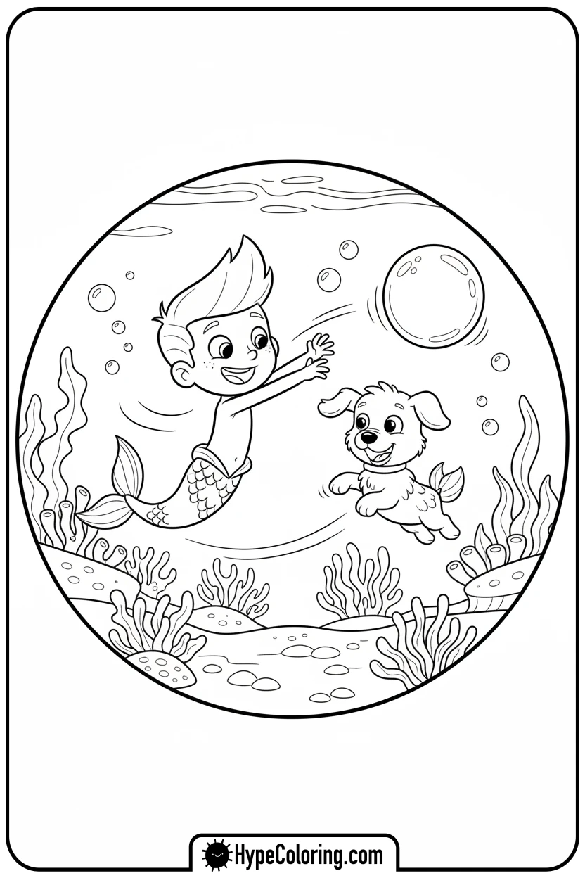 gil-playing-with-bubble-puppy - nick jr coloring pages