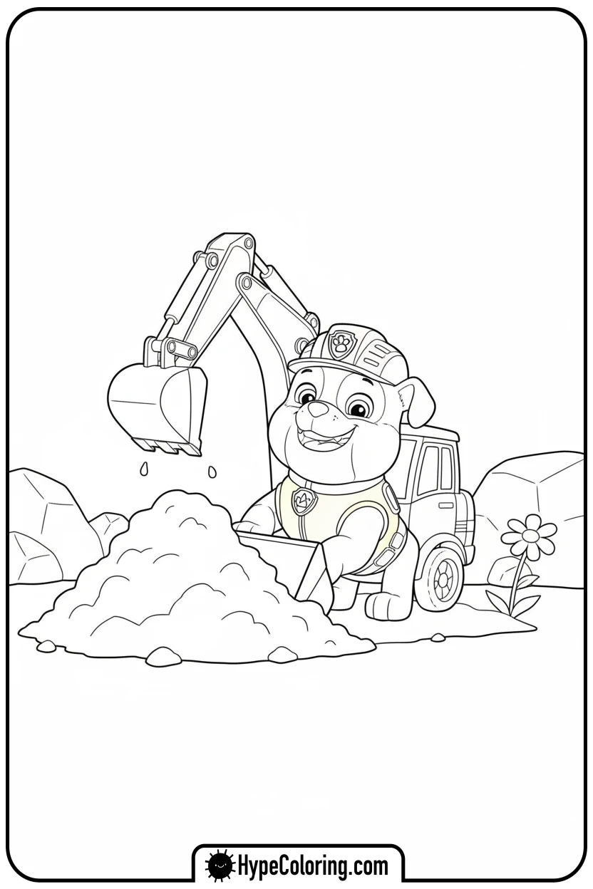 rubble-digging-happily - nick jr coloring pages