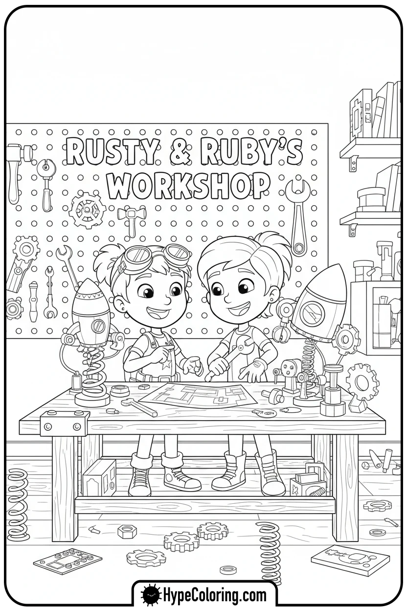 rusty-and-ruby-inventing - nick jr coloring pages