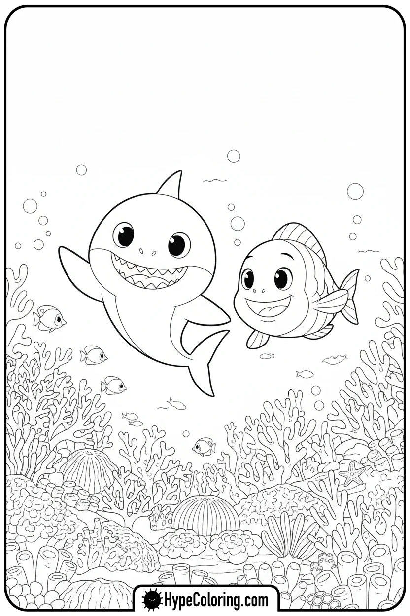baby-shark-and-william-swimming - nick jr coloring pages