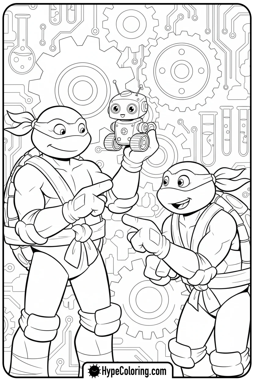donatello-showing-invention - ninja turtles coloring page