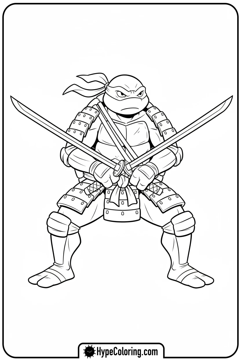 leonardo-demonstrating-katana-stance - ninja turtles coloring page