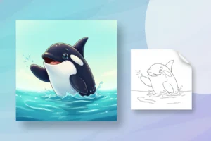 welcoming-orca-with-one-pectoral - orca coloring pages