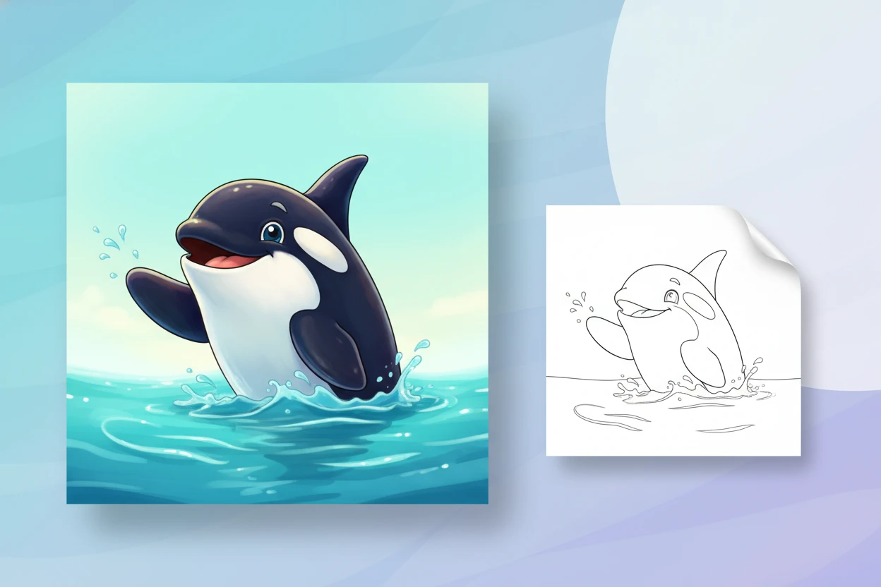 welcoming-orca-with-one-pectoral - orca coloring pages
