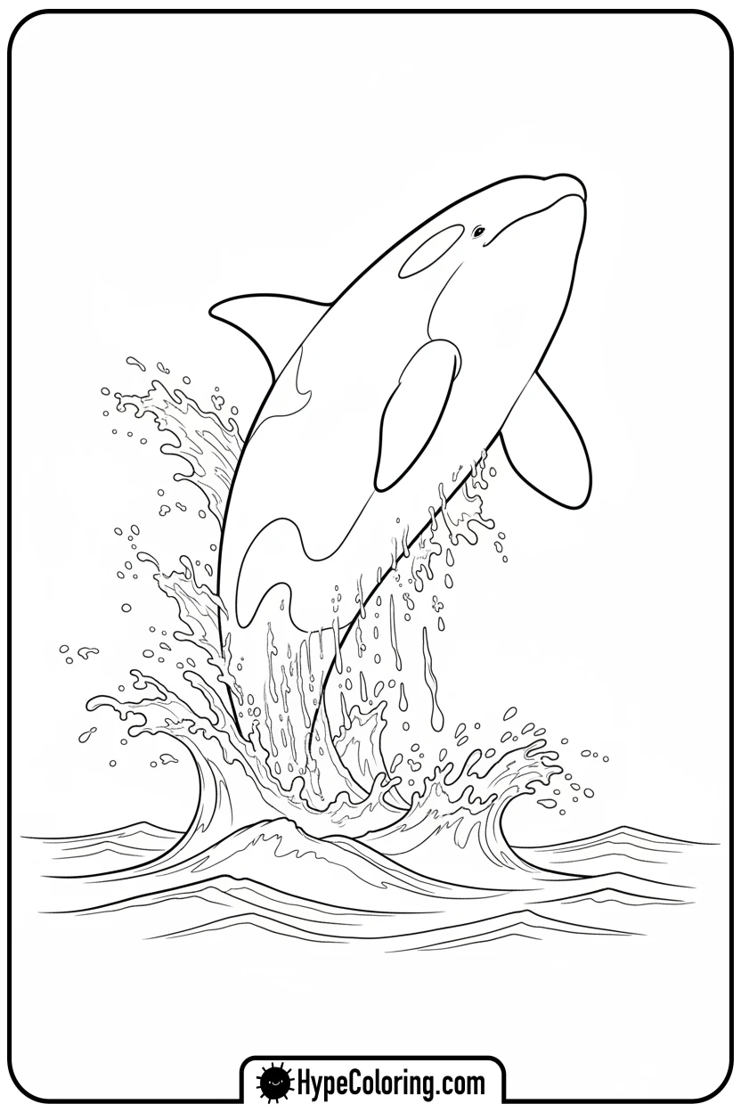 orca-breaching-with-splash - orca coloring pages