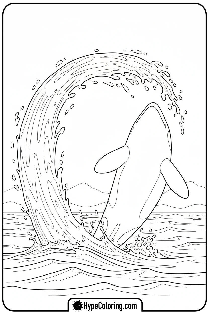 orca-tail-slapping-water - orca coloring pages