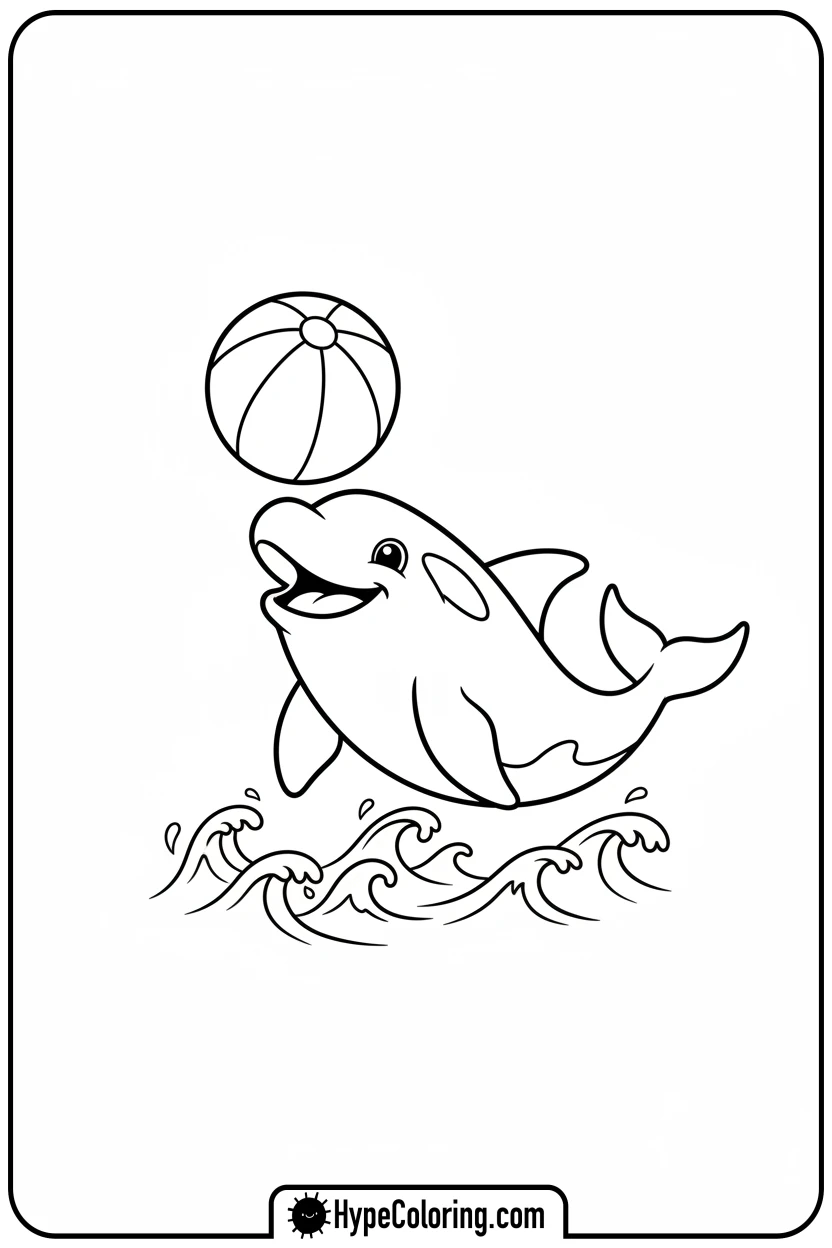 orca-balancing-beach-ball - orca coloring pages
