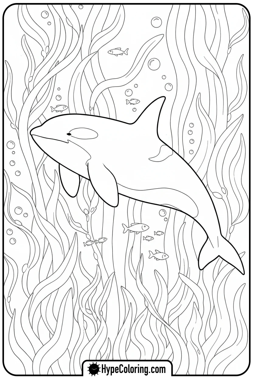 orca-in-kelp-forest - orca coloring pages