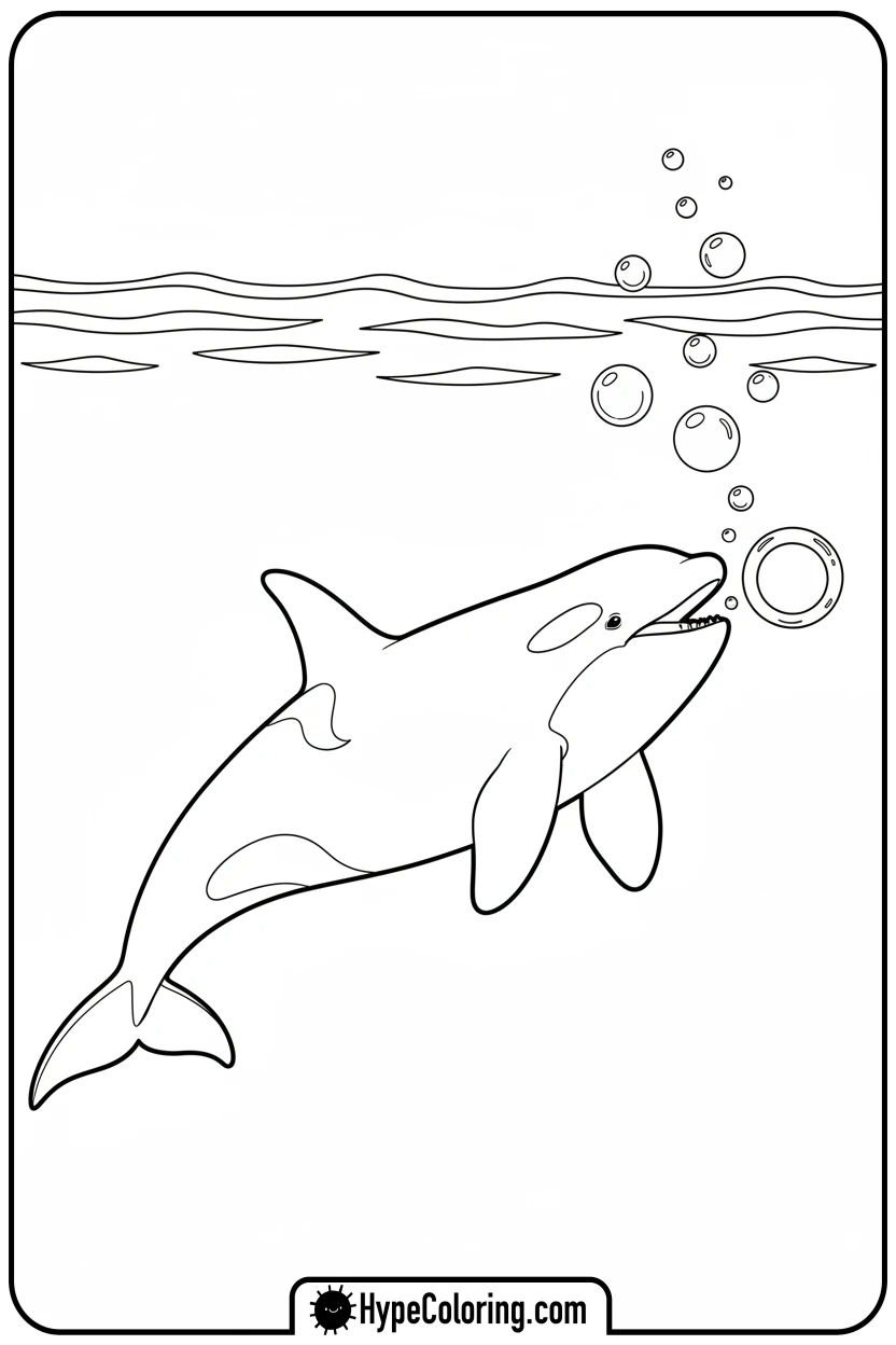 orca-blowing-bubble-rings - orca coloring pages