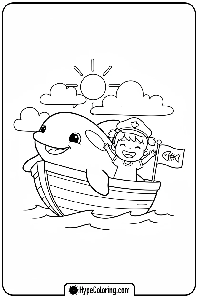 orca-peeking-at-boat - orca coloring pages