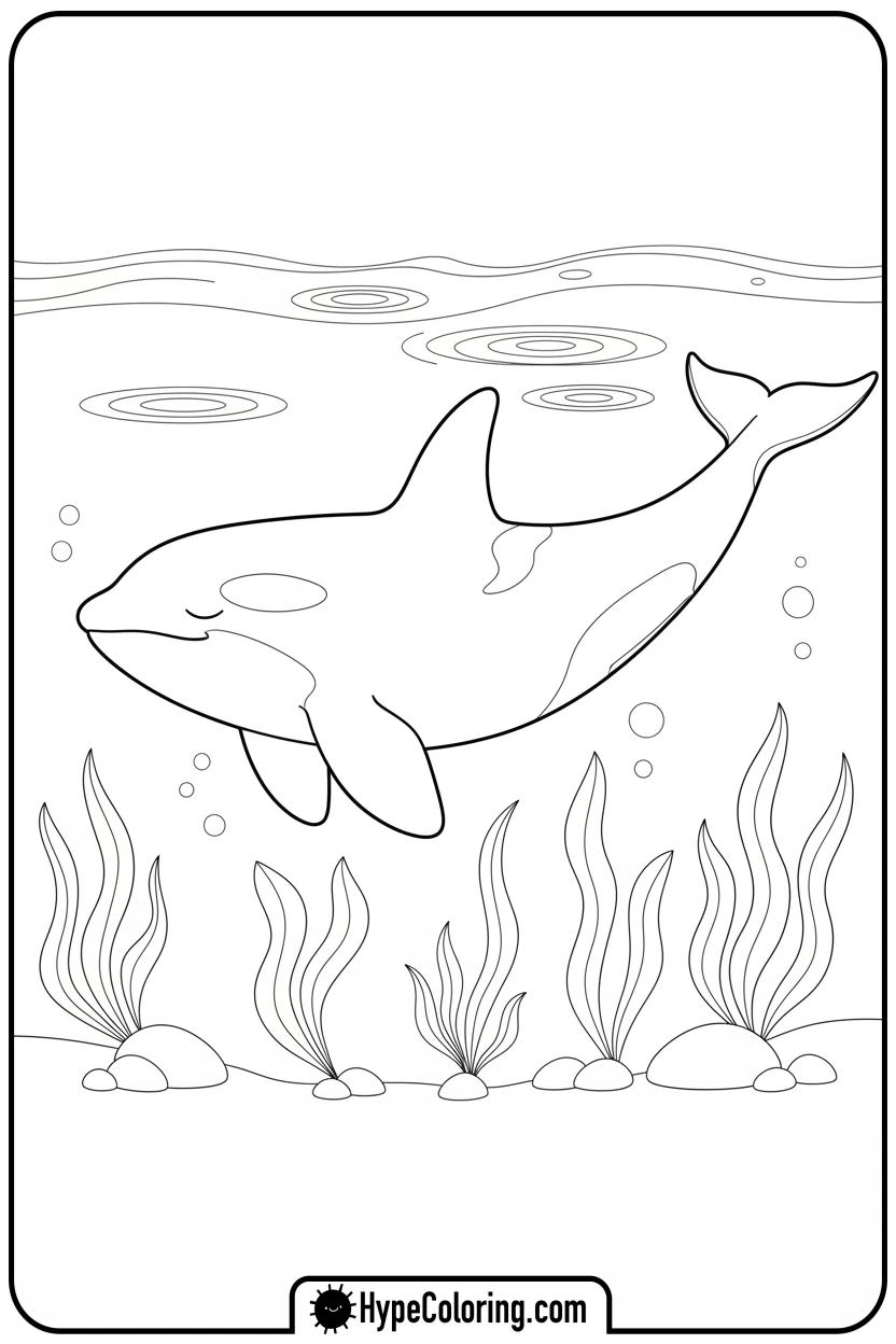 orca-resting-peacefully - orca coloring pages