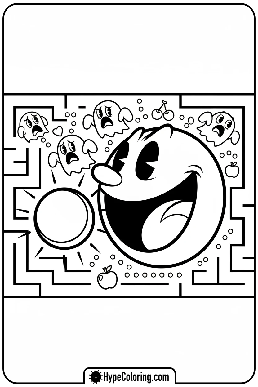 pac-man-eating-power-pellet - pac man coloring pages