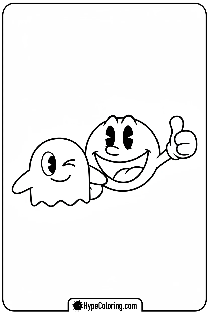 pac-man-with-inky-ghost - pac man coloring pages