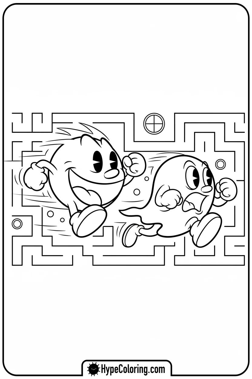 pac-man-chasing-blinky - pac man coloring pages