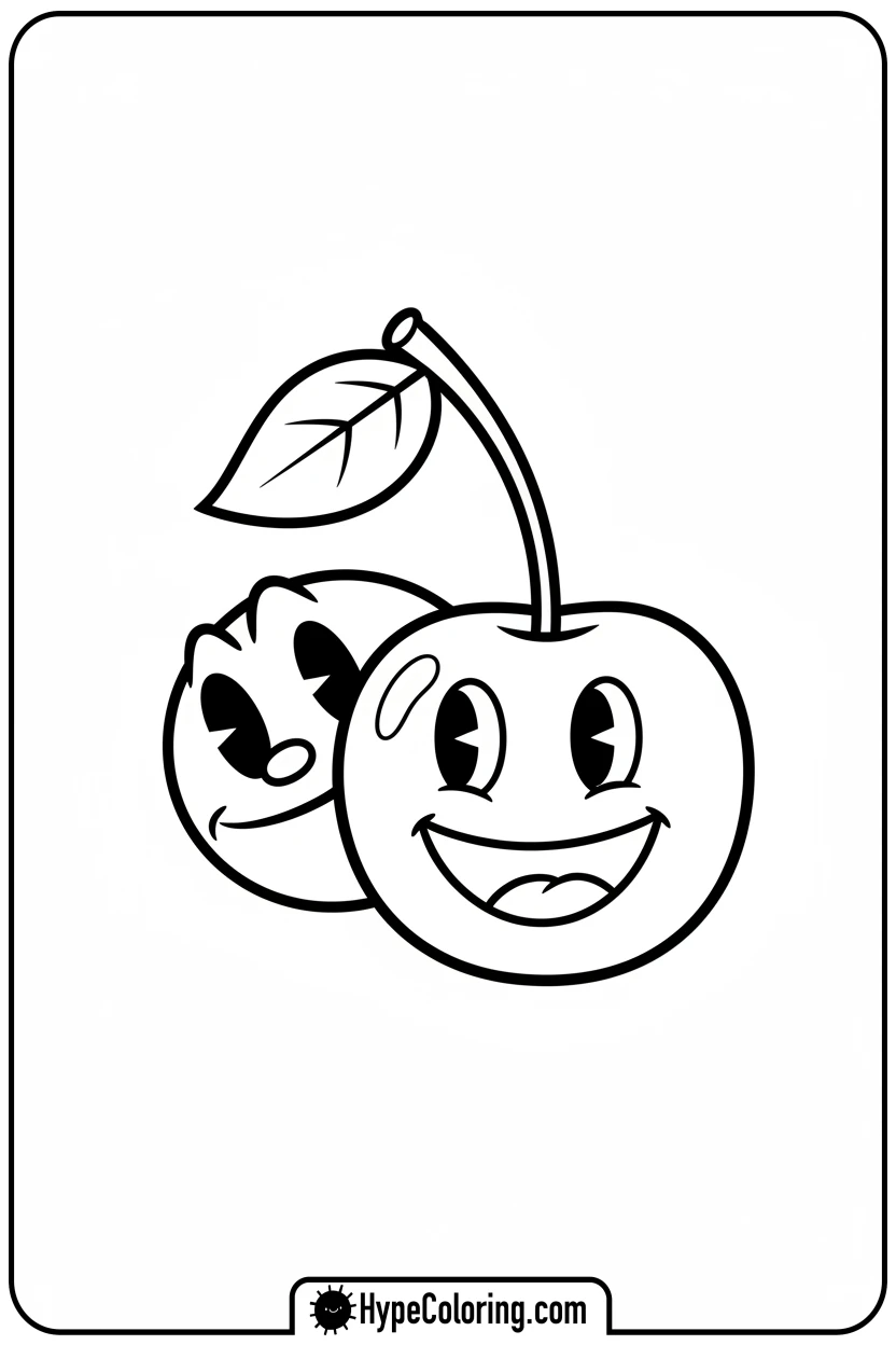 pac-man-behind-cherry - pac man coloring pages