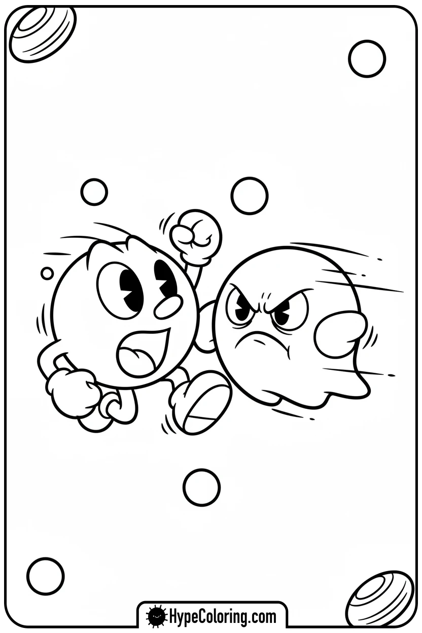 pac-man-dodging-pinky - pac man coloring pages