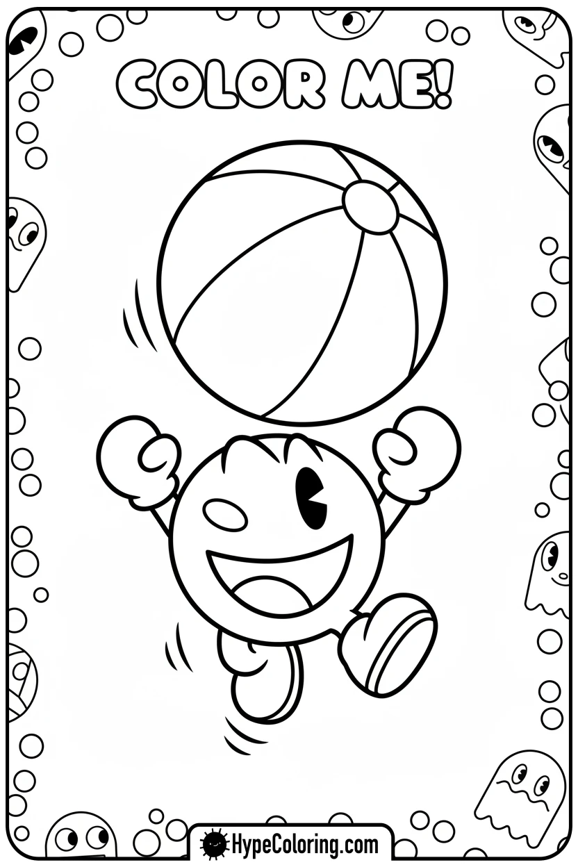 pac-man-bouncing-beach-ball - pac man coloring pages