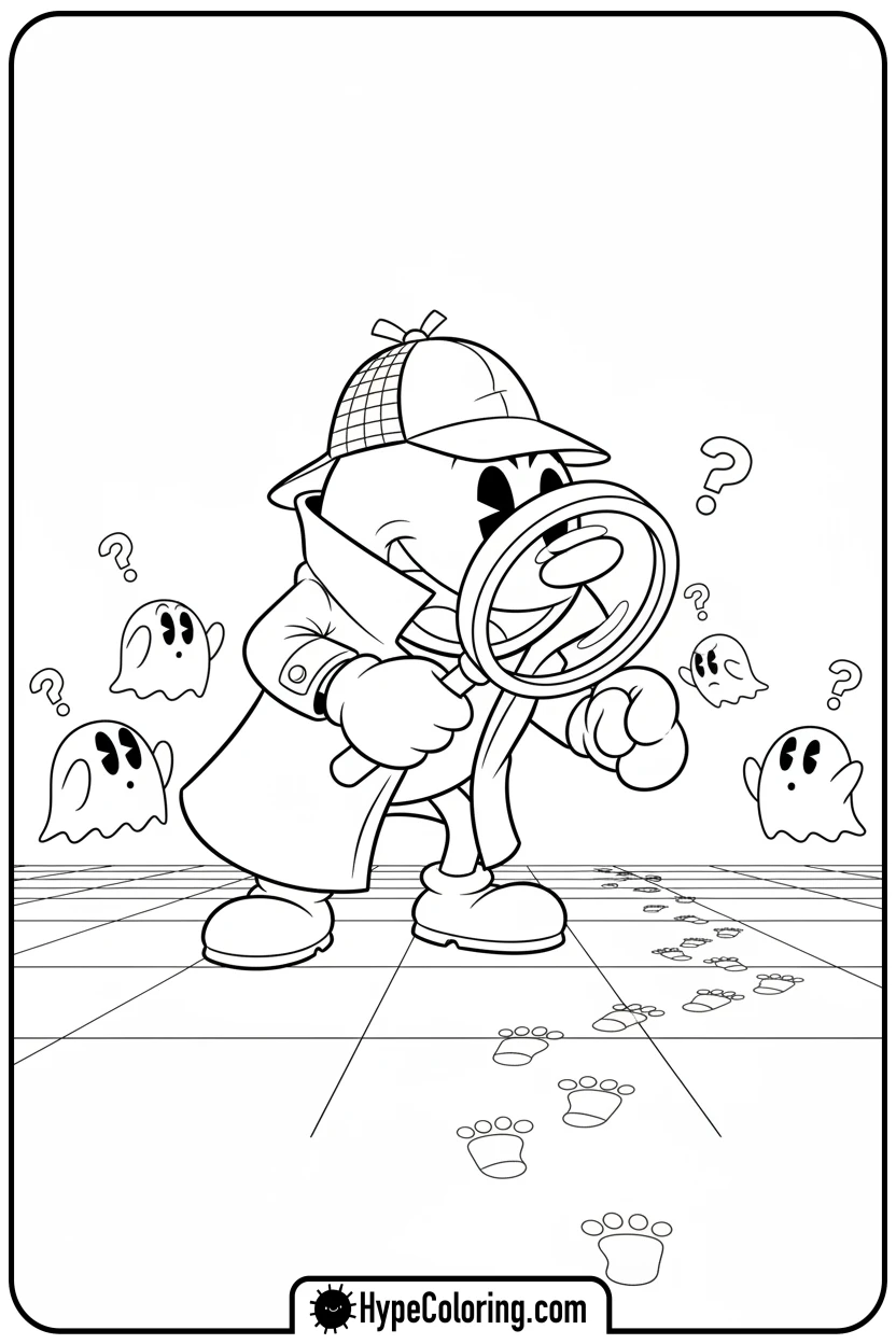 pac-man-as-a-detective - pac man coloring pages