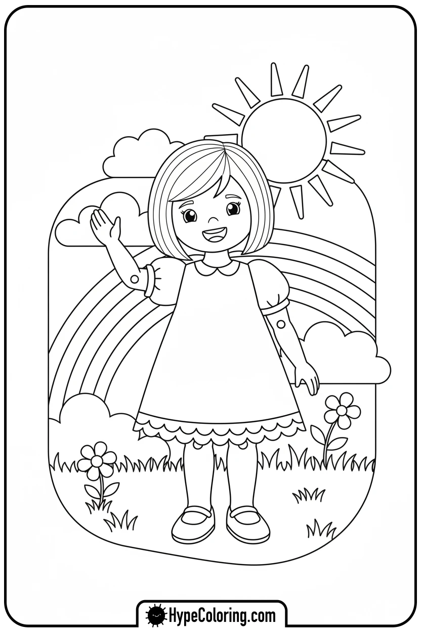 paper-doll-waving-hello - paper doll coloring pages