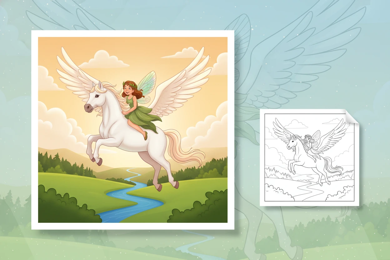 pegasus-carrying-a-small-smiling - pegasus coloring pages