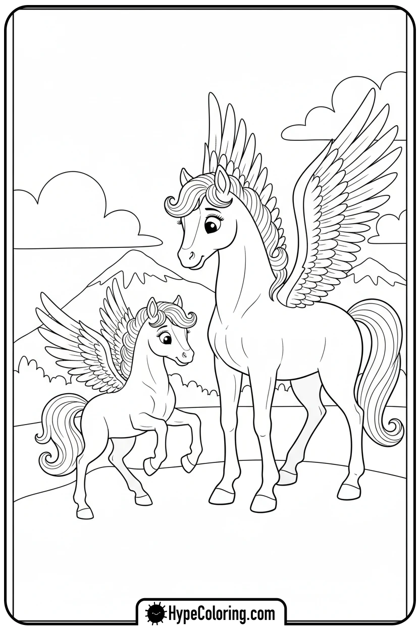 baby-pegasus-learning-to-fly - pegasus coloring pages