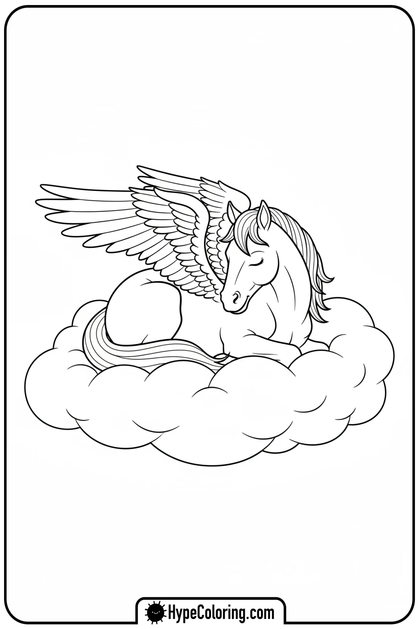 pegasus-sleeping-on-a-cloud - pegasus coloring pages