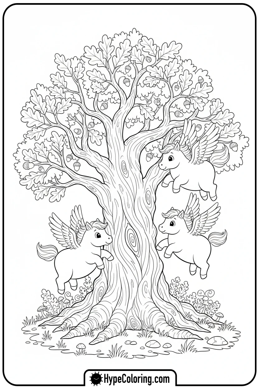 three-baby-pegasi-playing - pegasus coloring pages