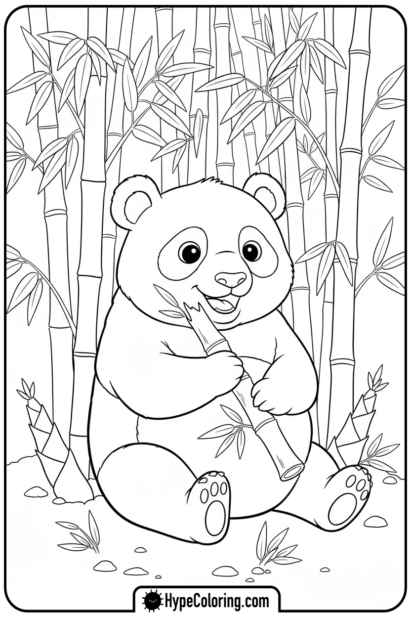 panda-eating-bamboo - zoo animals coloring pages