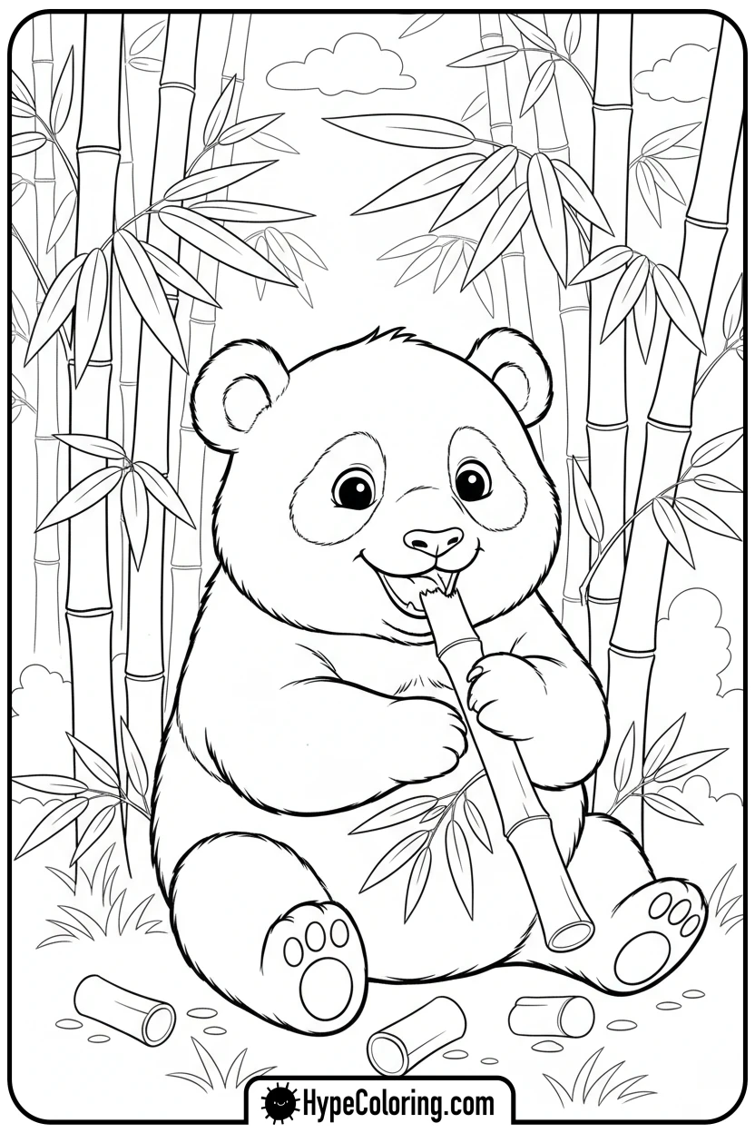 panda-eating-bamboo - jungle animals coloring pages