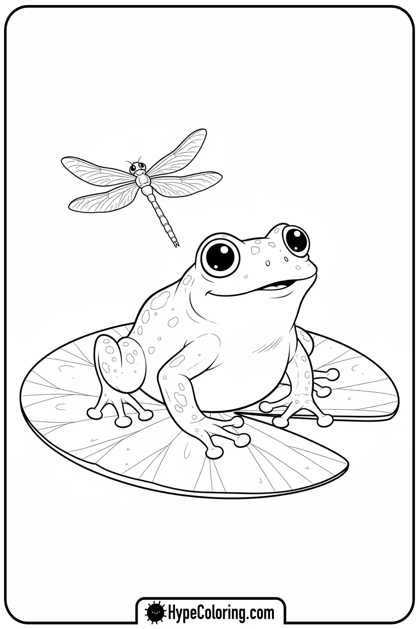 tree-frog-on-lily-pad - jungle animals coloring pages