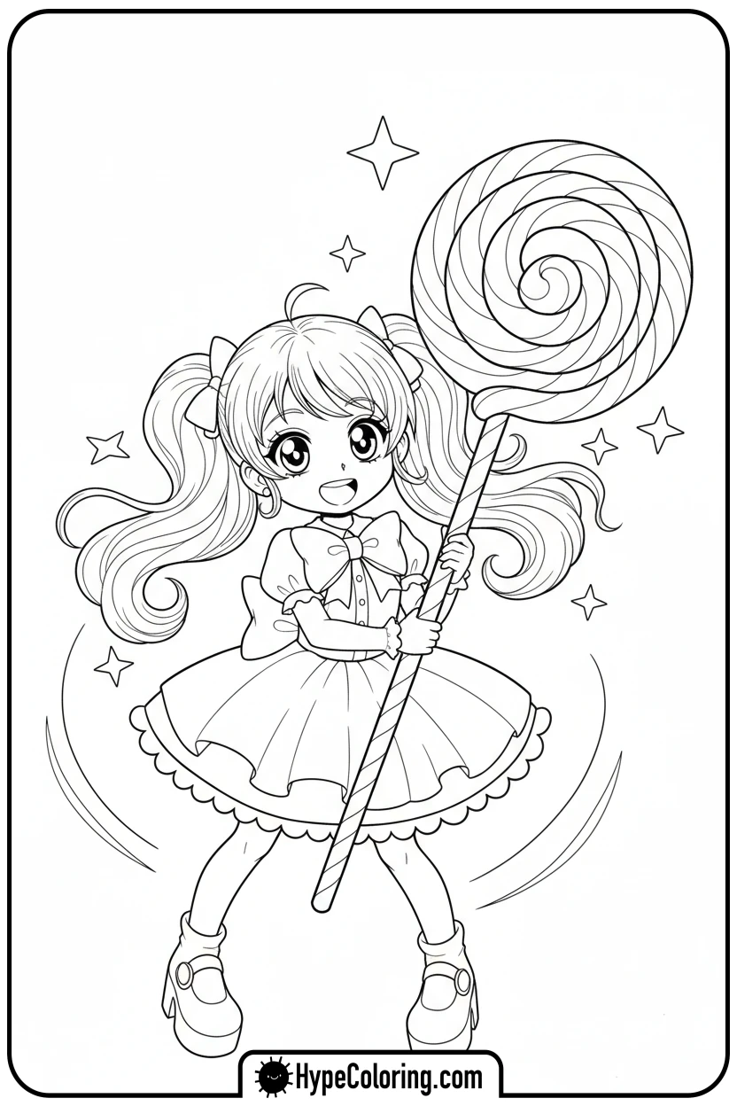 anime-character-with-lollipop - anime color pages