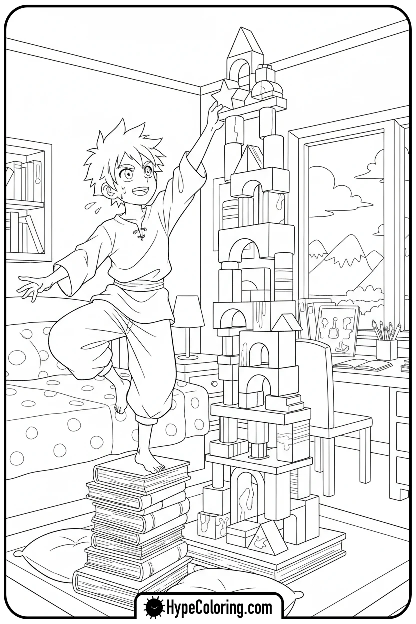 anime-character-building-blocks - anime color pages