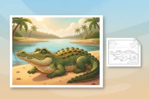 a-cheerful-crocodile-basking-on - coloring pages of savanna animals free printable