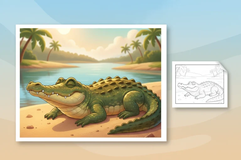 a-cheerful-crocodile-basking-on - coloring pages of savanna animals free printable