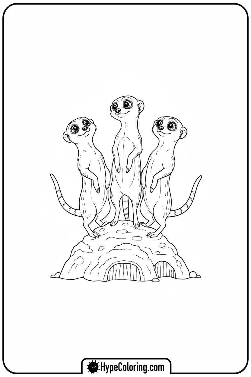 Click to download PDF meerkats-on-mound - coloring pages of savanna animals free printable