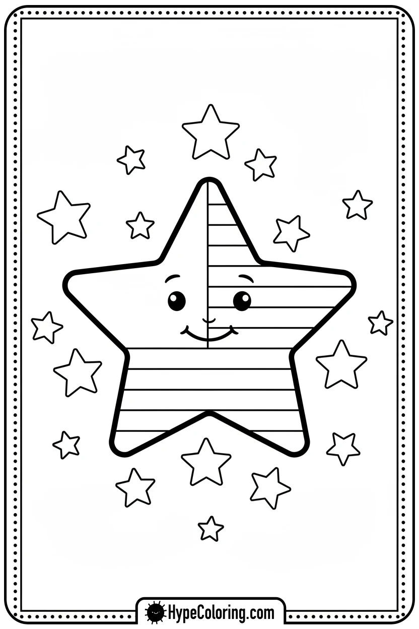 Click to download PDF star-with-flag-pattern - flag usa coloring page