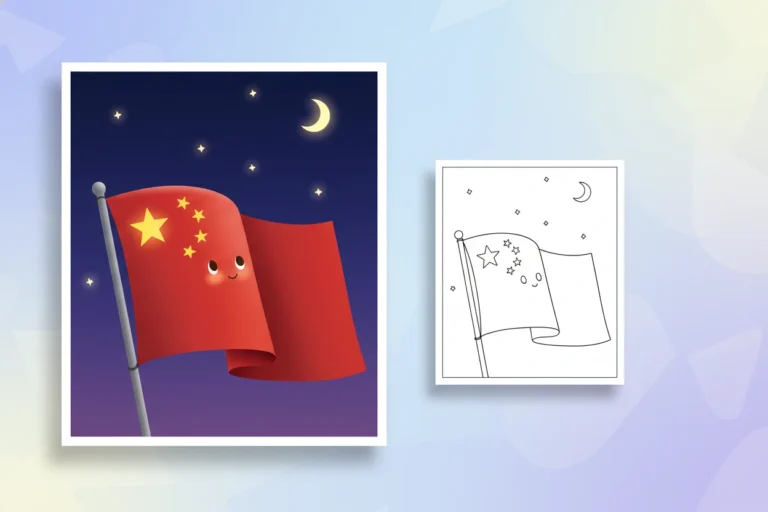 a-dreamy-chinese-flag-is - chinese flag coloring page