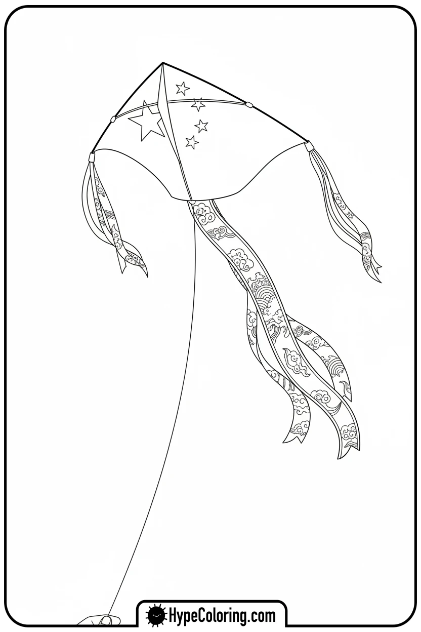 Click to download PDF chinese-flag-kite-flying - chinese flag coloring page