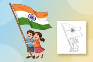 two-smiling-children-one-boy - india flag coloring page