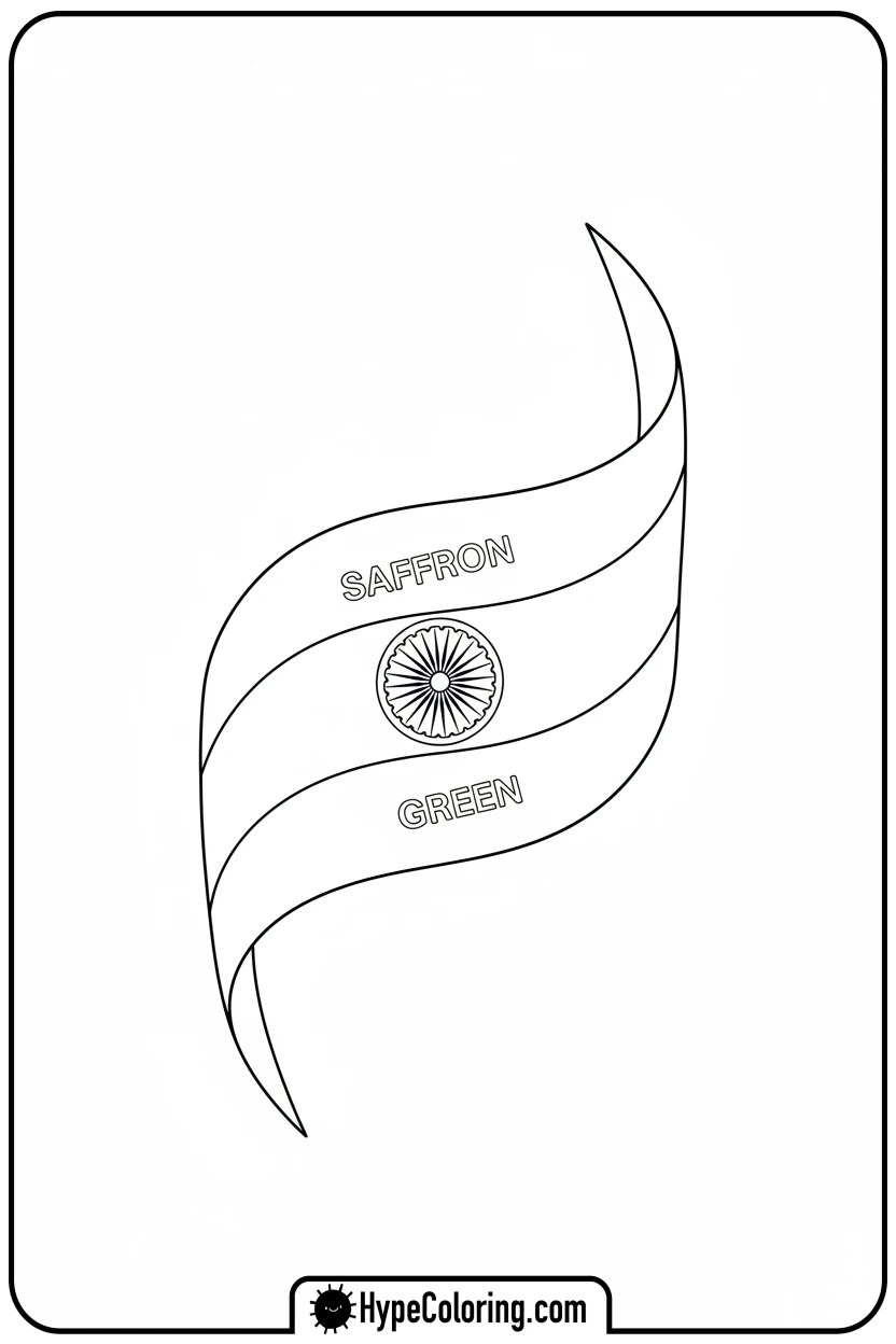 india-flag-dancing-in-breeze - india flag coloring page