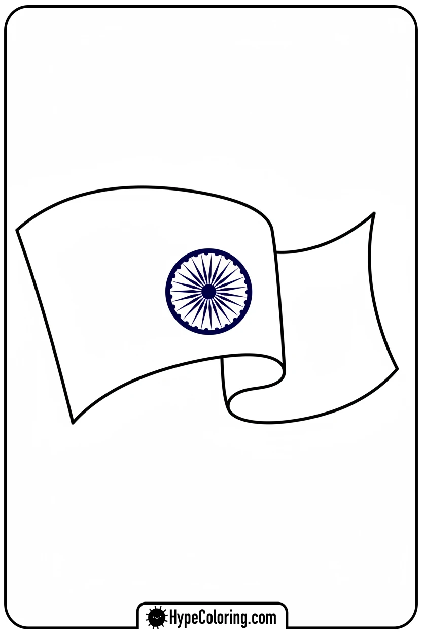 india-flag-twirling-dynamically - india flag coloring page